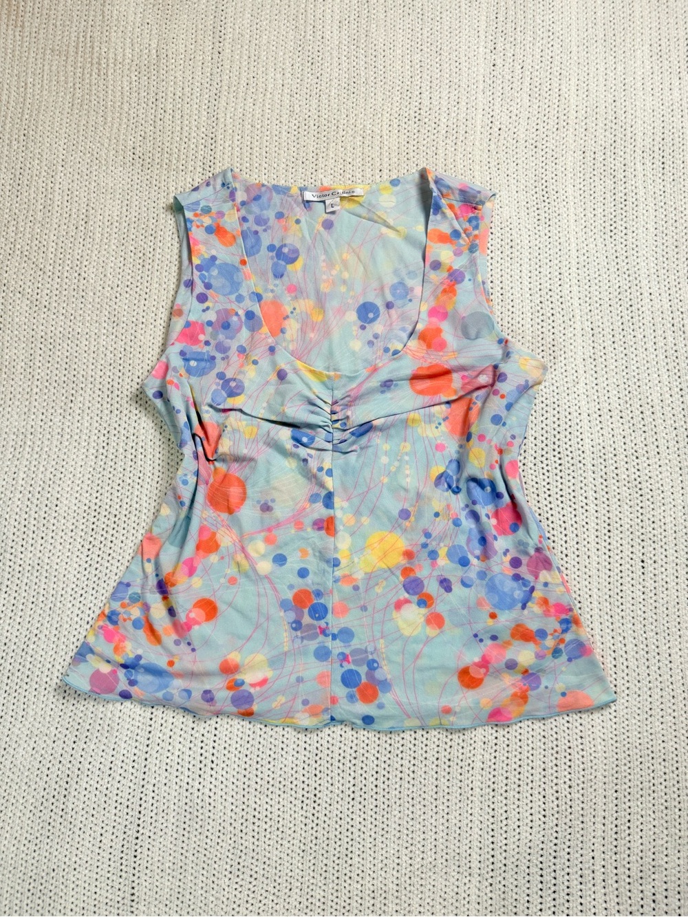 Vintage 90s Mesh Going Out multicolored pastel abstract blouse